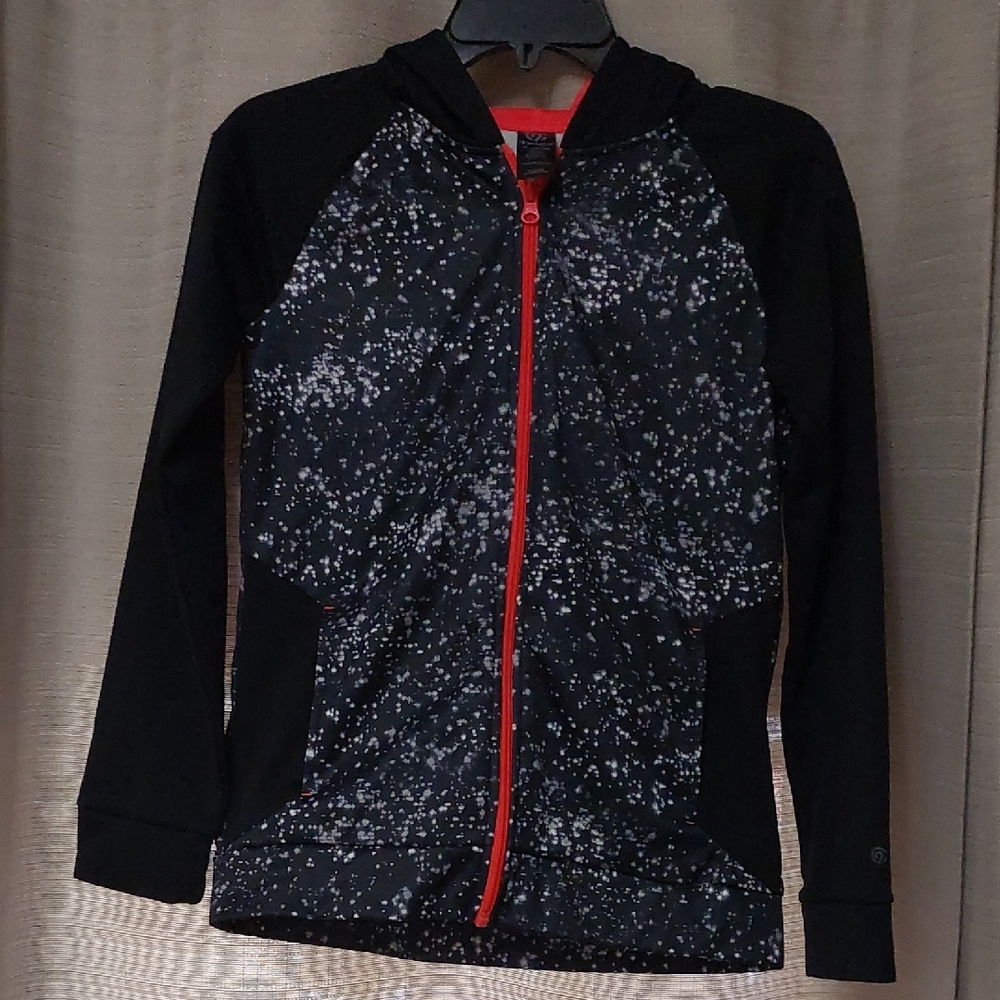 Champion Black and Pink Speckled zippered Hoodie Size XL (14-16)